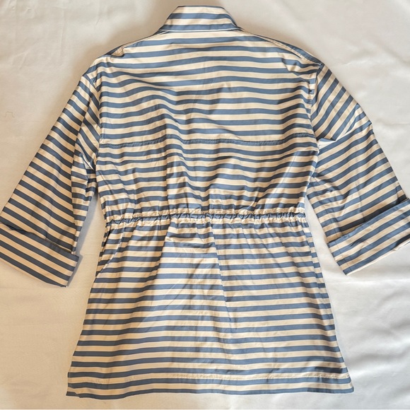 Lafayette 148 New York Jayna Blue White Stripe Drawstring Jacket Like New - Picture 8 of 11